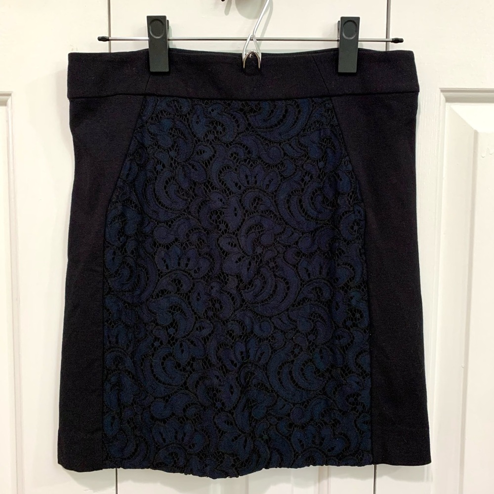 Ann Taylor Loft Black and Navy Knit Mini Pencil Skirt, size XS